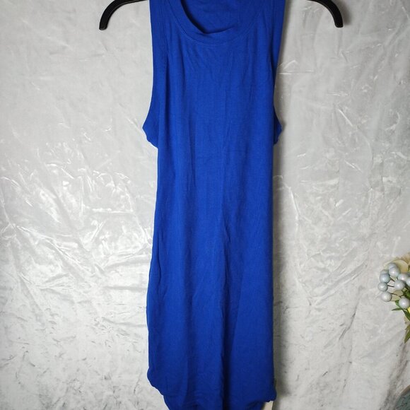 NWT HALARA Ribbed Knit Sleeveless racerback cutout curved hem mini dress. - Picture 4 of 6